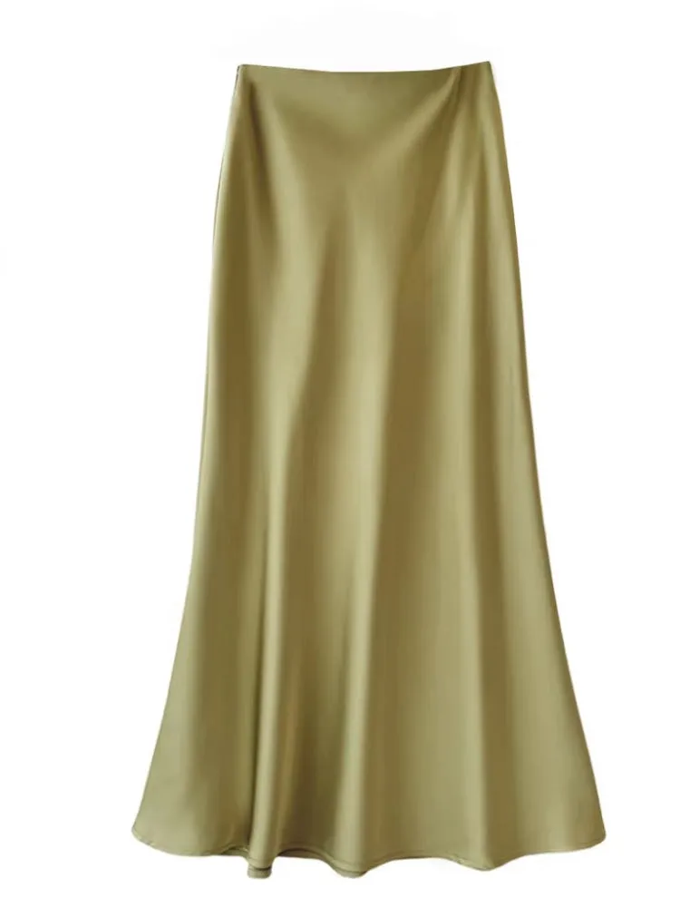 Smooth and silky Hip Wrap Zipper Skirt For Office Lady