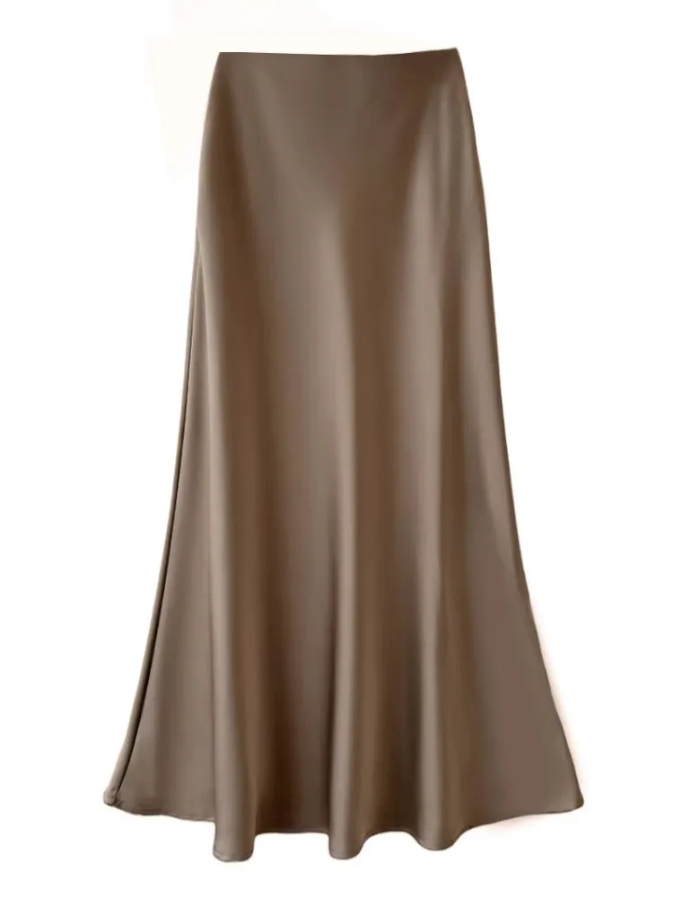 Smooth and silky Hip Wrap Zipper Skirt For Office Lady