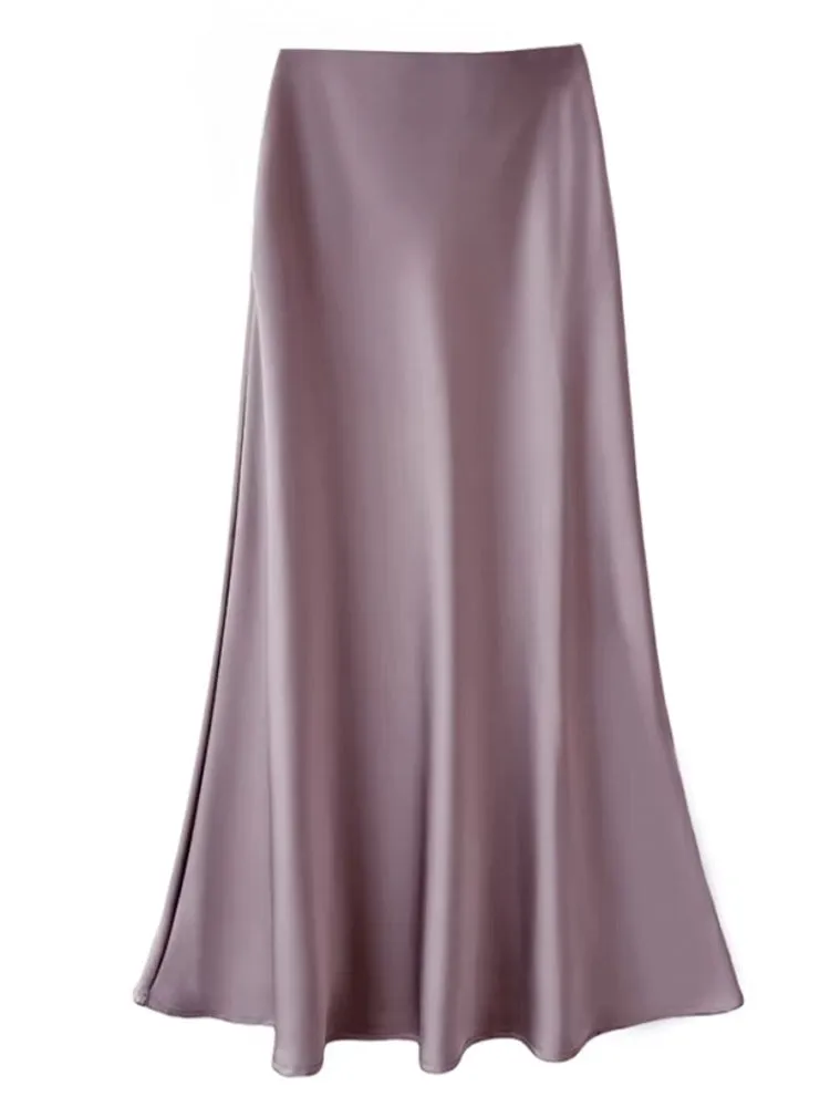 Smooth and silky Hip Wrap Zipper Skirt For Office Lady