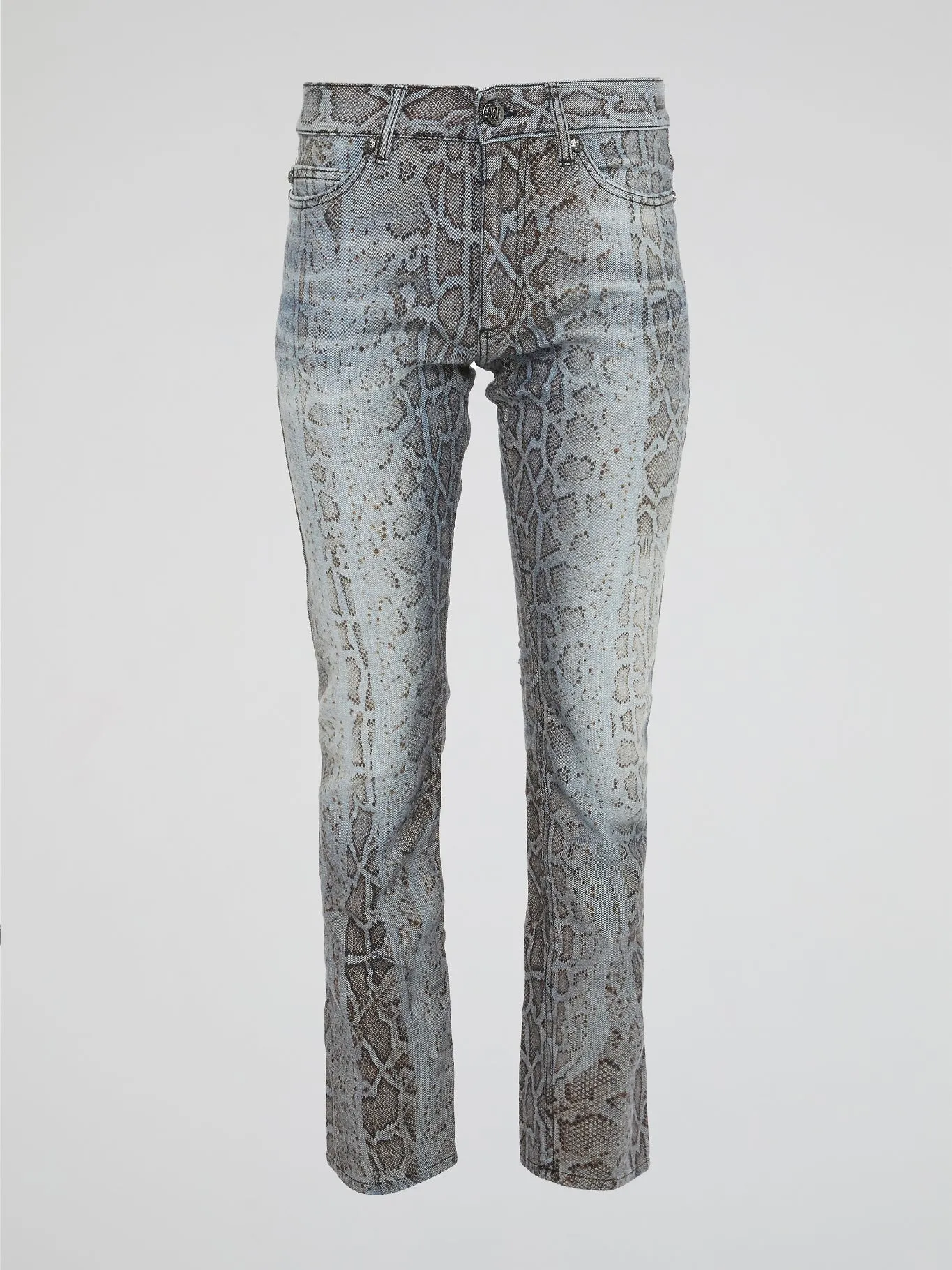 Snake Print Denim Jeans