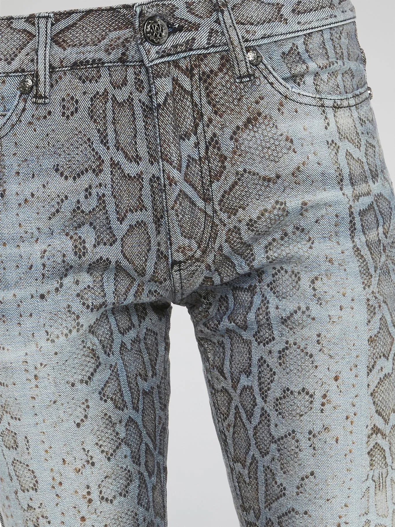 Snake Print Denim Jeans