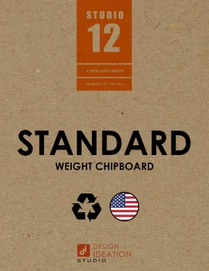 STANDARD Chipboard Sheets. Economy Pack. STUDIO 12 brand. (8.5" x 11") (12 Sheets)