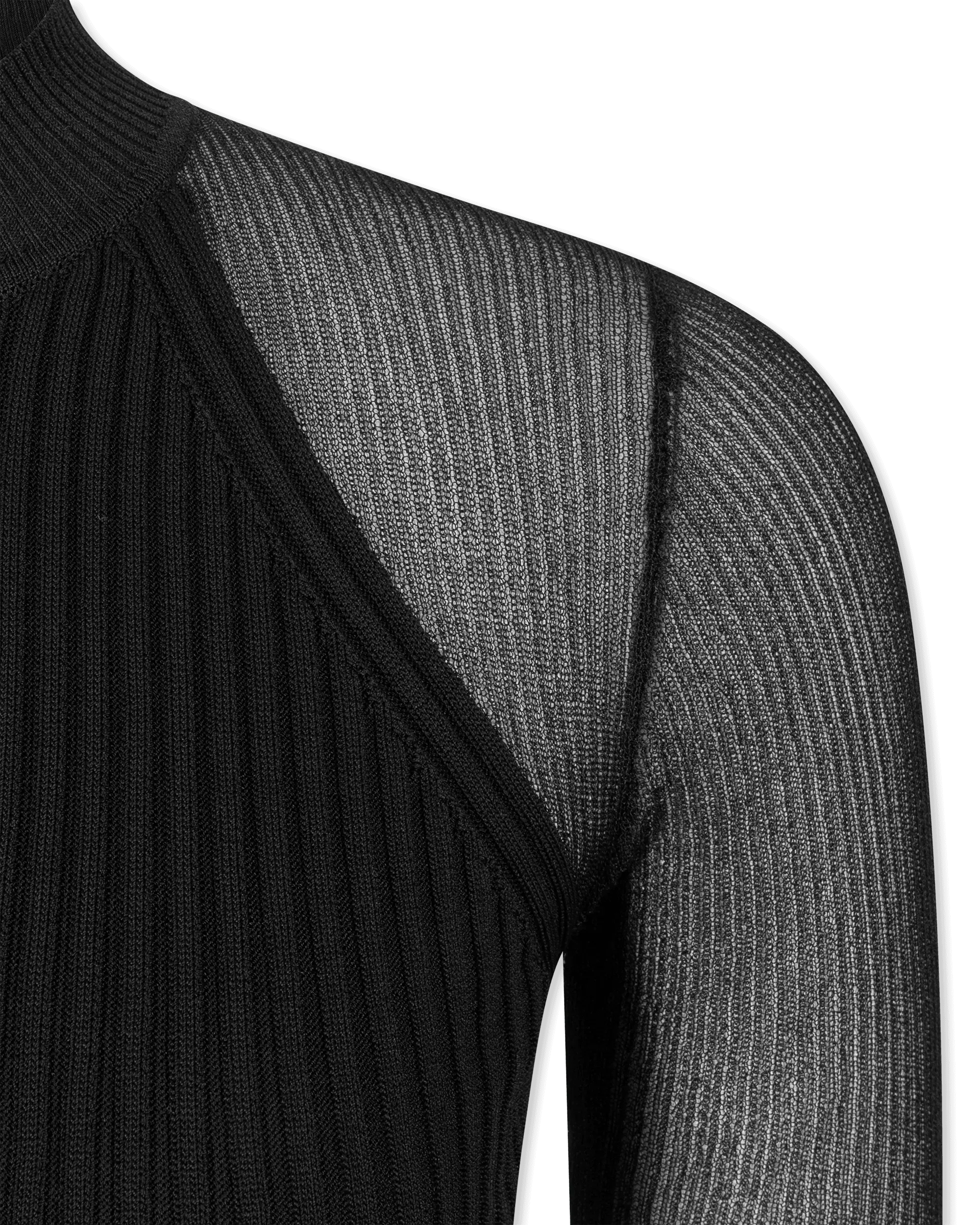 Stassi Sheer-Sleeved Ribbed Sweater