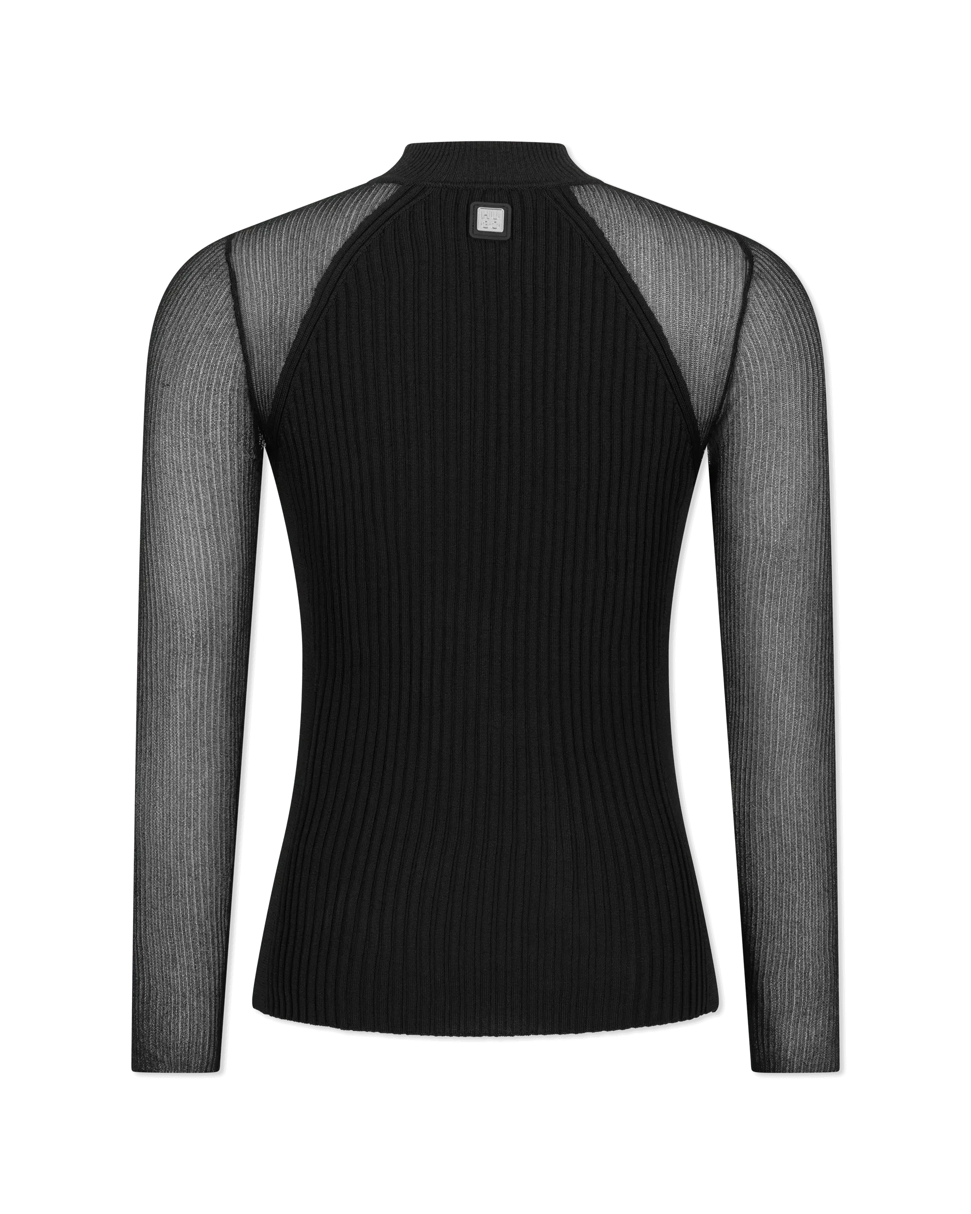 Stassi Sheer-Sleeved Ribbed Sweater