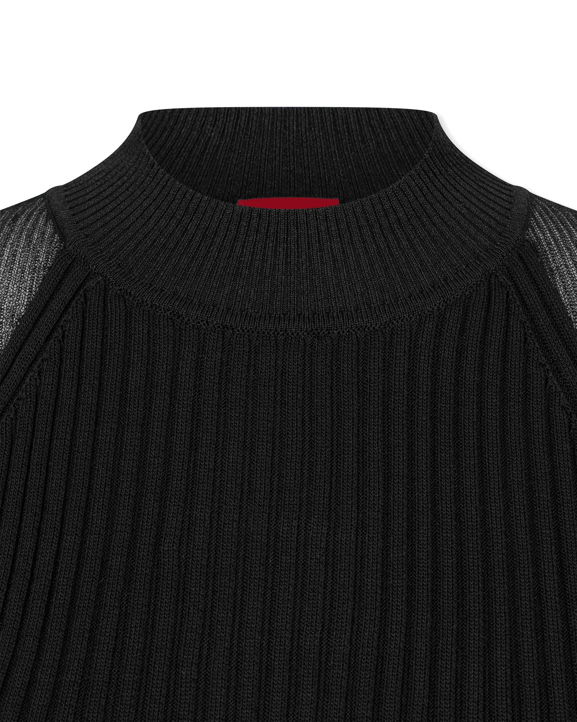 Stassi Sheer-Sleeved Ribbed Sweater