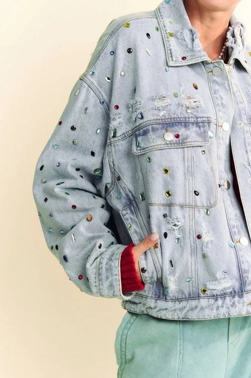 Stones and Studs Embellished Denim Jacket