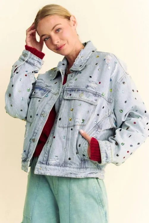 Stones and Studs Embellished Denim Jacket