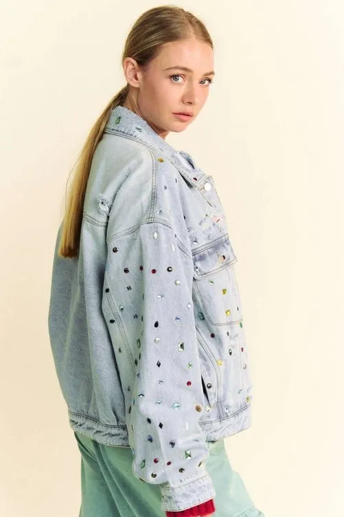 Stones and Studs Embellished Denim Jacket