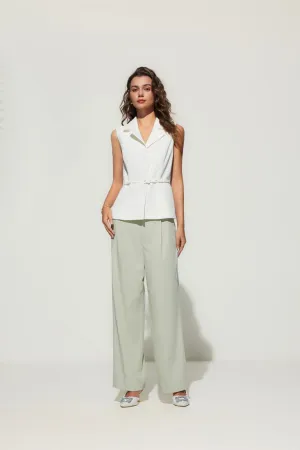 Stretch Lapel Waistcoat With Belt
