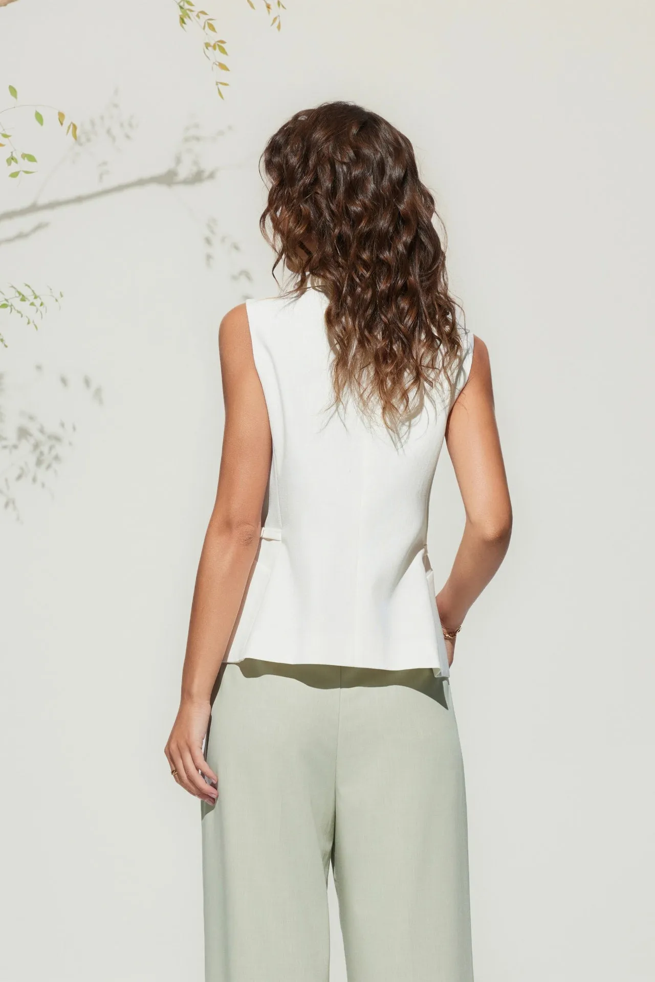 Stretch Lapel Waistcoat With Belt