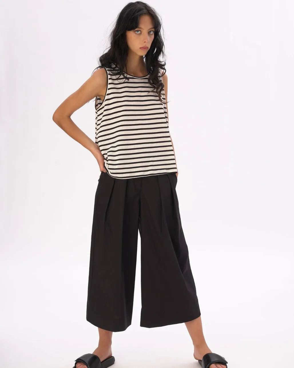 Striped Cotton Hi-Lo Tank