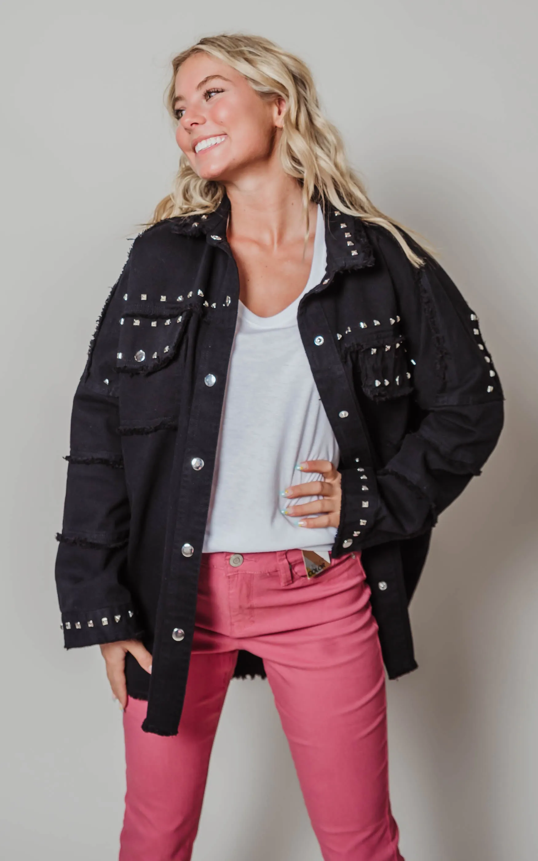 Studded Black Denim Jacket - Final Sale