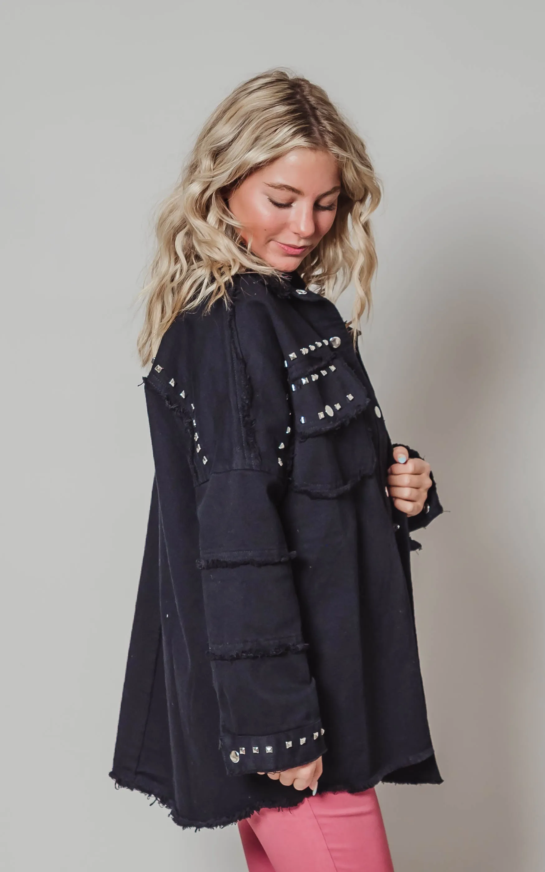 Studded Black Denim Jacket - Final Sale