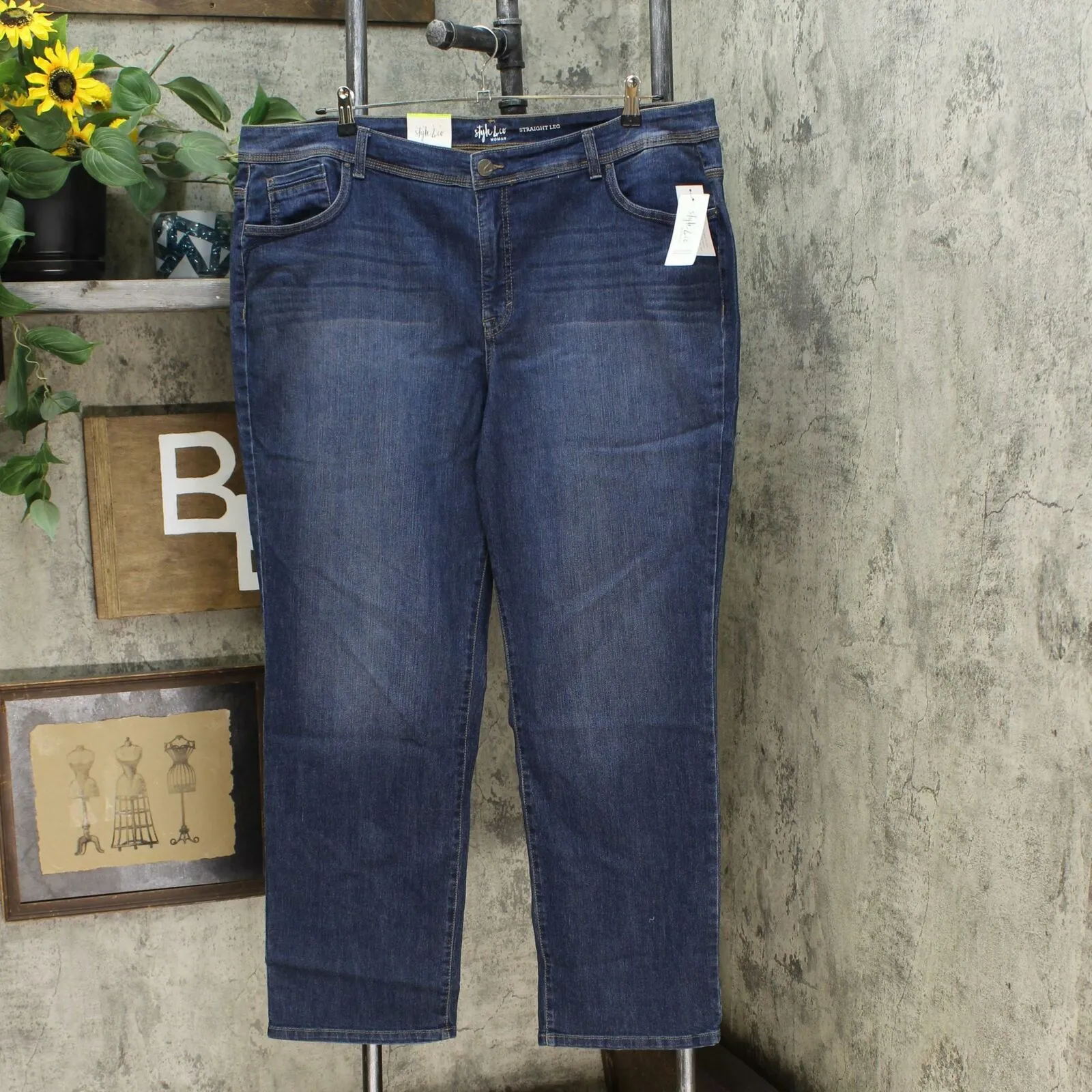 Style & Co. Women's Plus Size Tummy Control High Rise Straight Leg Jeans