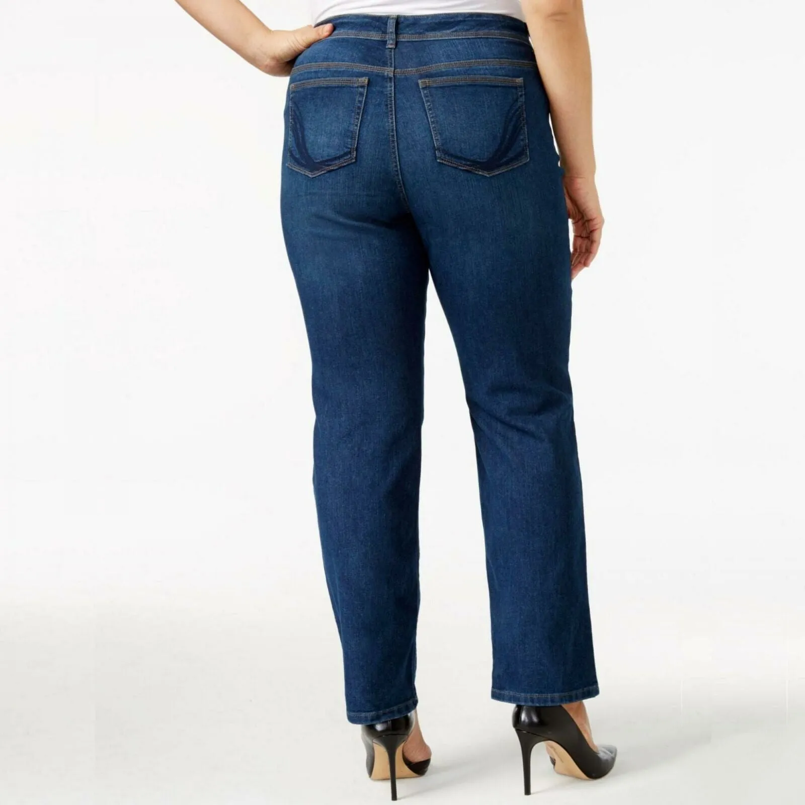 Style & Co. Women's Plus Size Tummy Control High Rise Straight Leg Jeans