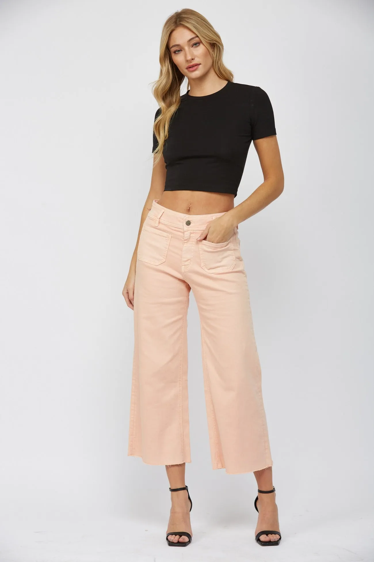 Summer Breeze Chic Cropped Wide Leg with Front Pocket in Spanish Villa