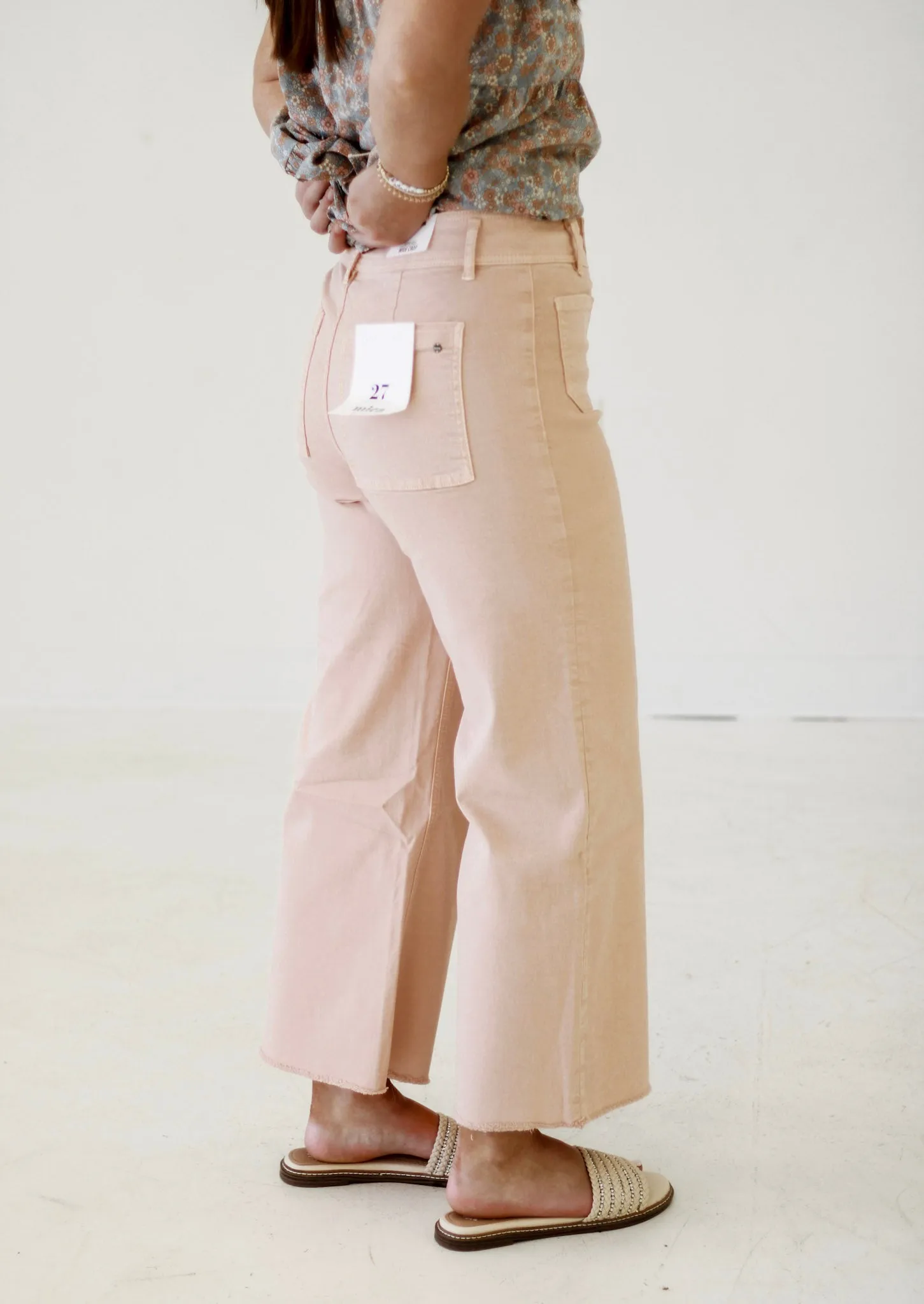 Summer Breeze Chic Cropped Wide Leg with Front Pocket in Spanish Villa
