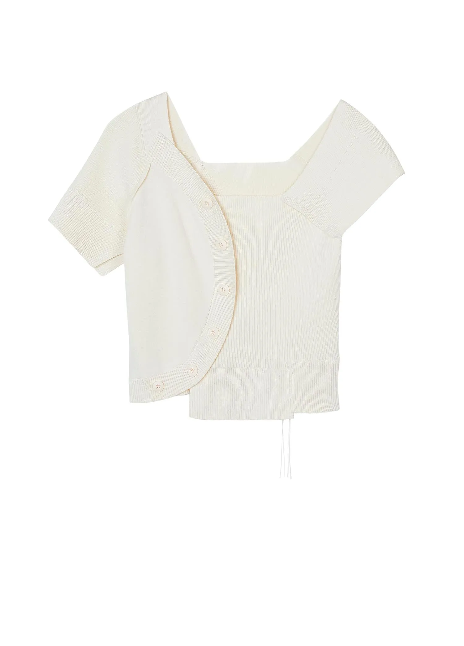 Sweater / JNBY Slim Fit Asymmetric Button Closure Short Sleeve Sweater