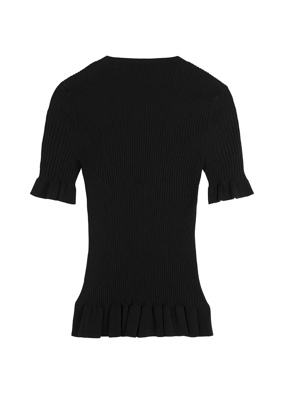 Sweater / JNBY Slim-fit Ruffle-hem Sweater