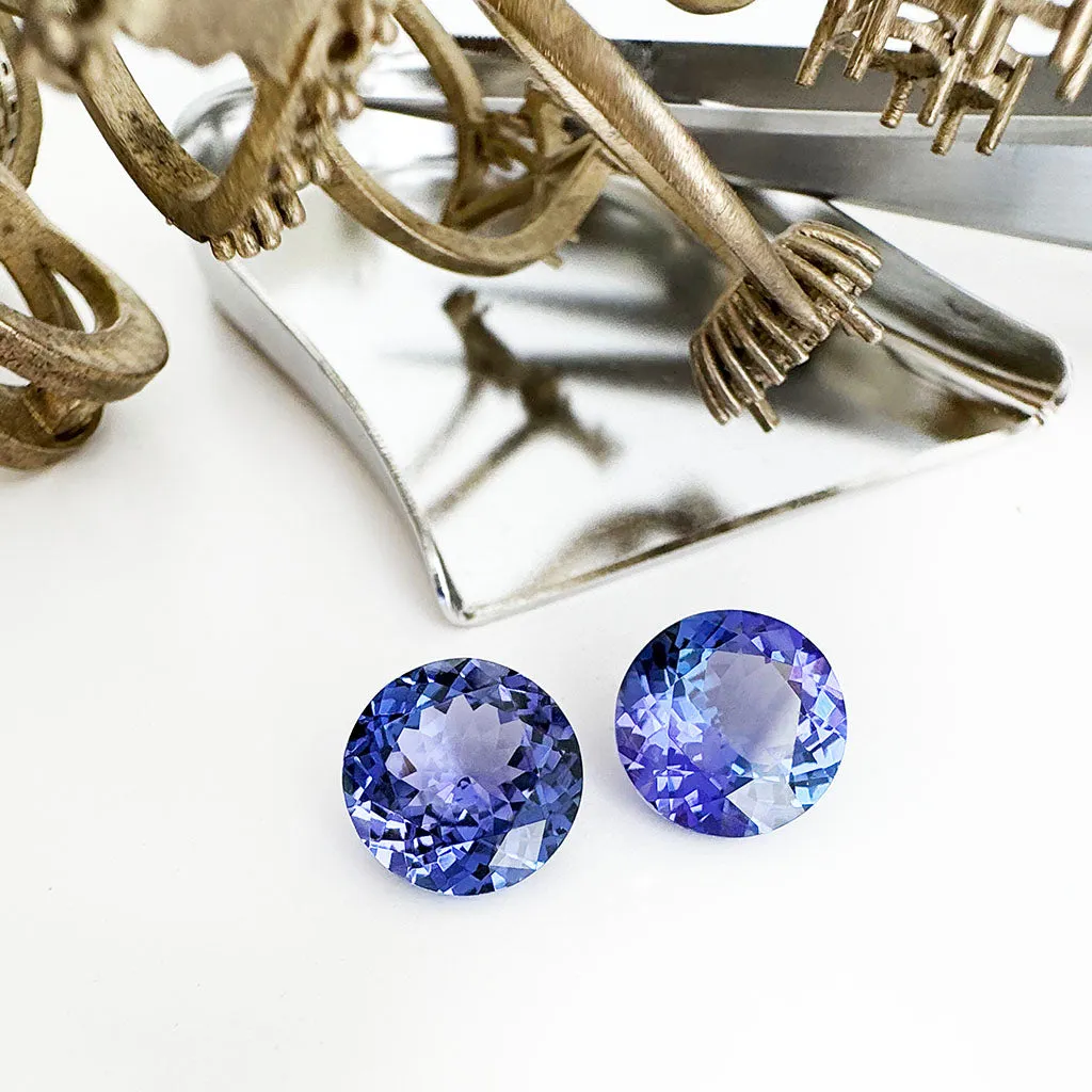Tanzanite - blue/VIOLET Round Cut Pair - 5.72ct