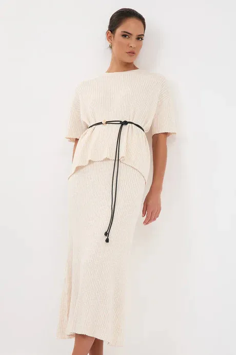 TAYLOR RIB KNIT MIDI SKIRT (Oat)