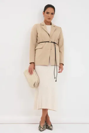 TAYLOR RIB KNIT MIDI SKIRT (Oat)