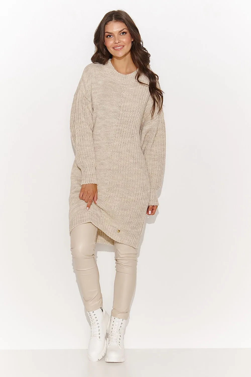 Textured Knit Longline Sweater