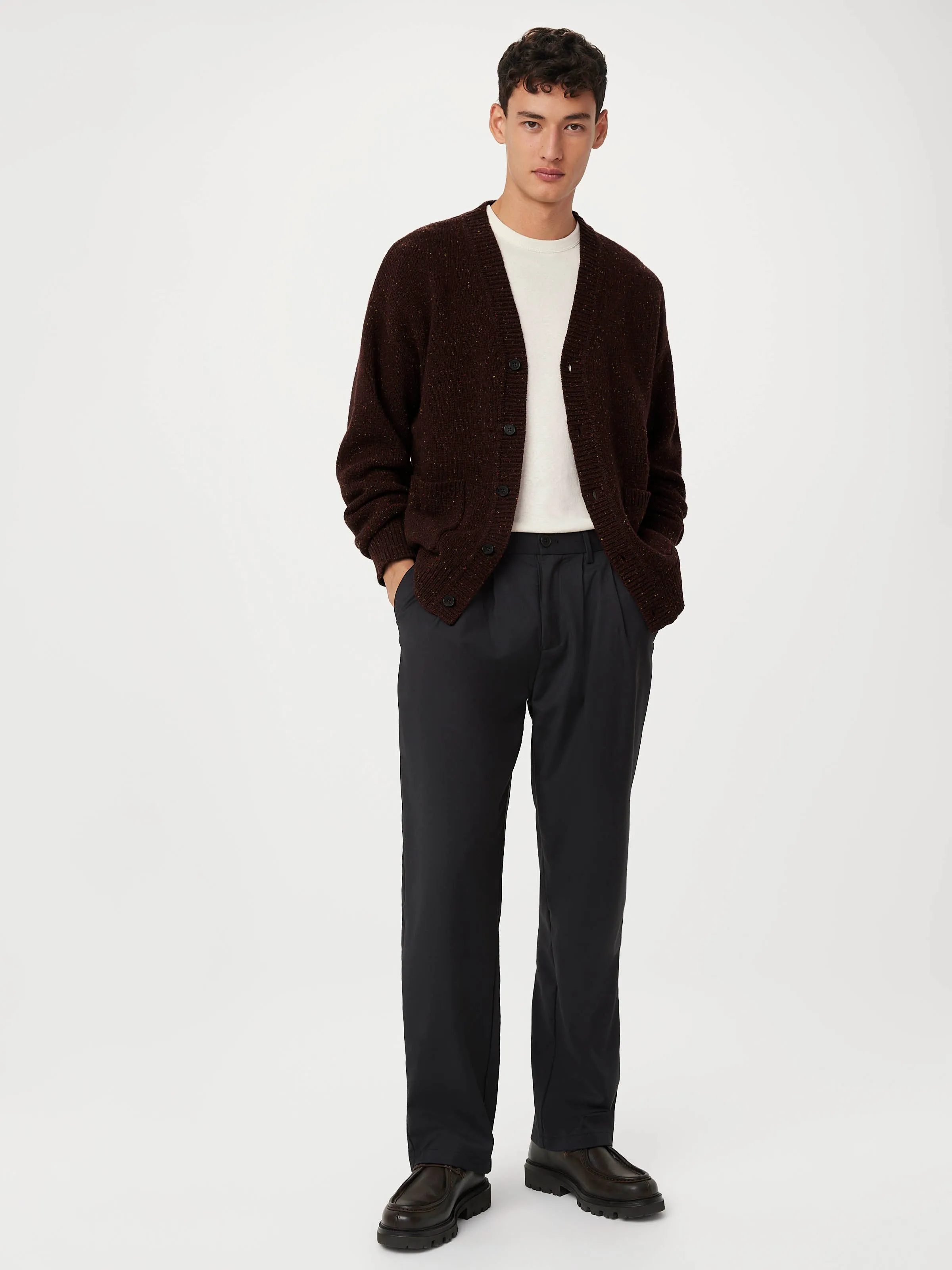 The Donegal Cardigan in Red Wine