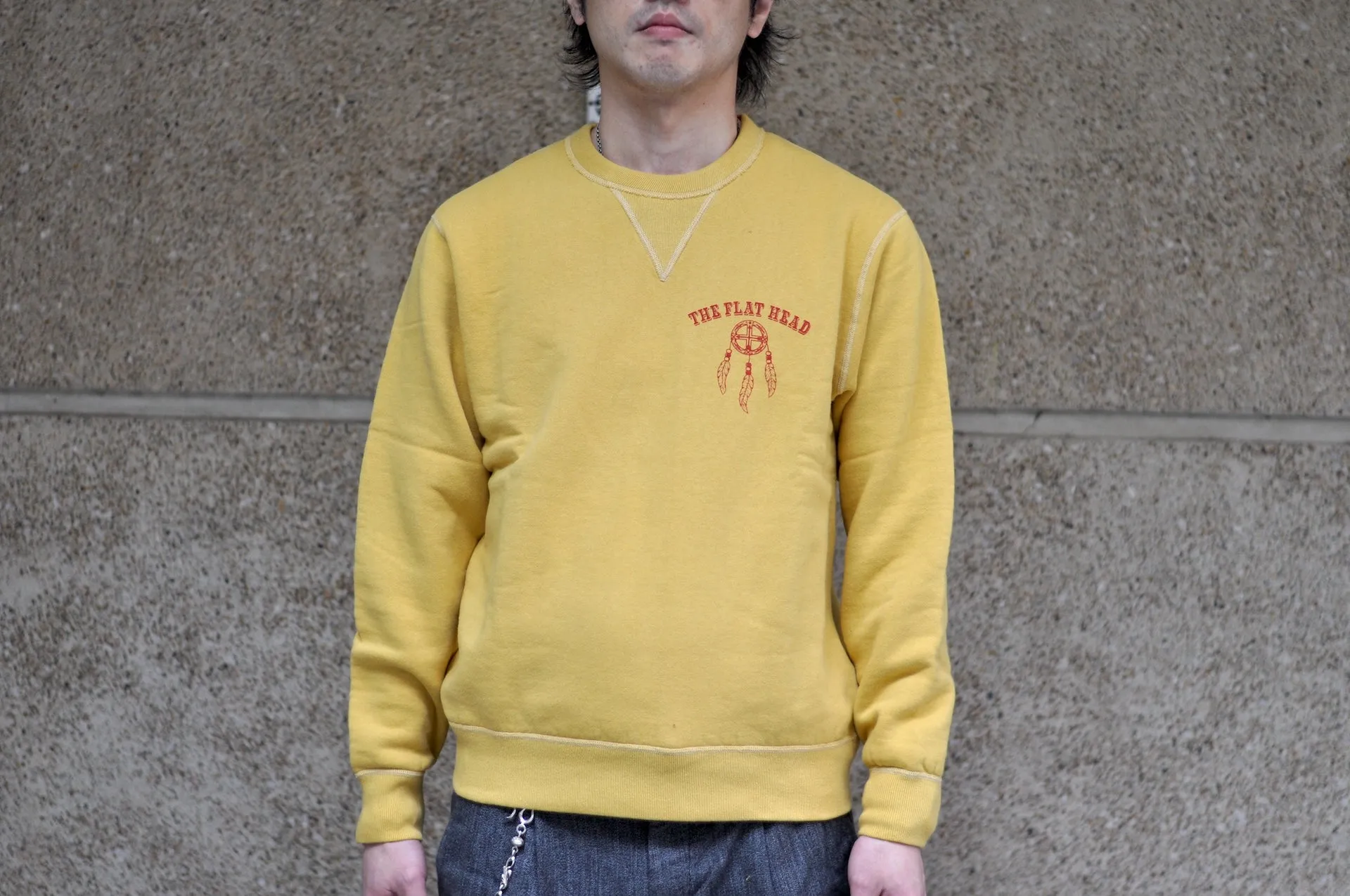 The Flat Head 11oz "Native Spirits" Loopwheeled Sweatshirt (Yellow)
