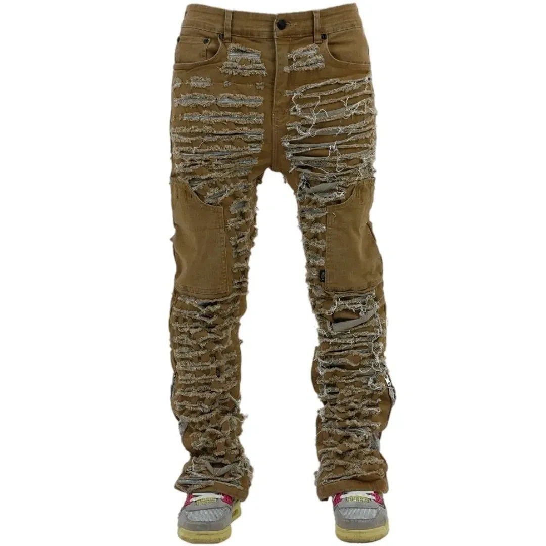 The Hideout Clothing “ Dawn Damaged Flared Stacked Jeans”