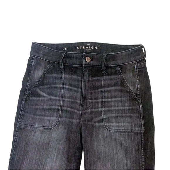 The Straight Crop High Rise Black Jeans White House Black Market Size 8 WHBM