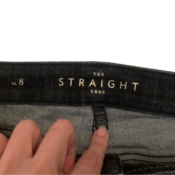 The Straight Crop High Rise Black Jeans White House Black Market Size 8 WHBM