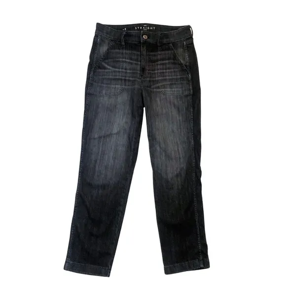 The Straight Crop High Rise Black Jeans White House Black Market Size 8 WHBM