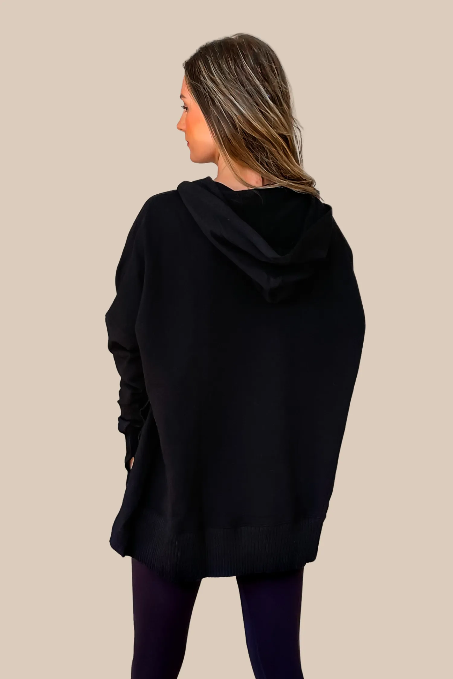 Thoughtful Cotton Pocketed Hoodie - Black - SALE