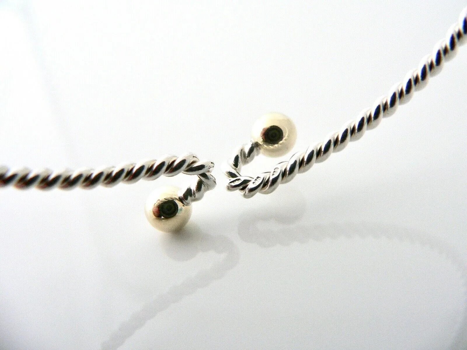 Tiffany & Co 18K Gold Silver Love Knot Bangle Hook Bracelet Twisted Rope Gift