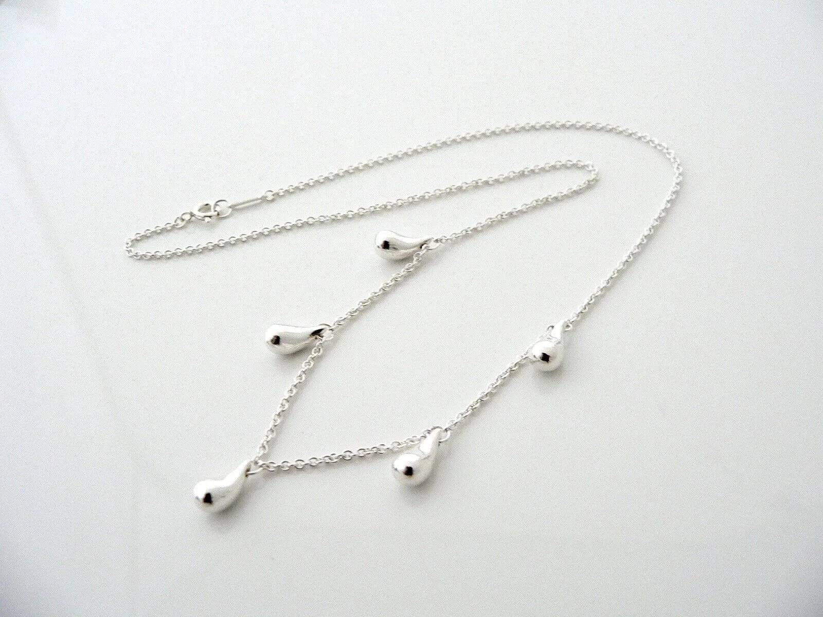 Tiffany & Co Peretti 5 Teardrop Necklace Pendant Charm Chain Gift Love Silver
