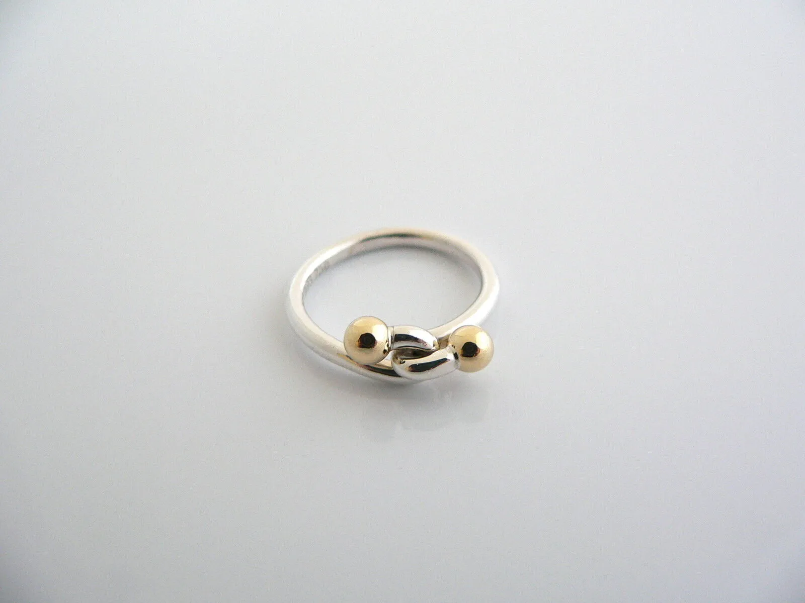 Tiffany & Co Silver 18K Gold Love Knot Infinity Ring Band Sz 5.25 Gift Rare