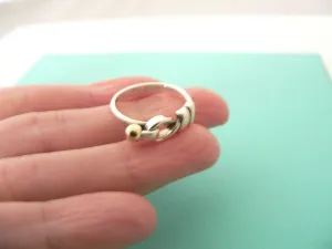 Tiffany & Co Silver 18K Gold Love Knot Ring Hook Stacking Band Sz 6 Gift