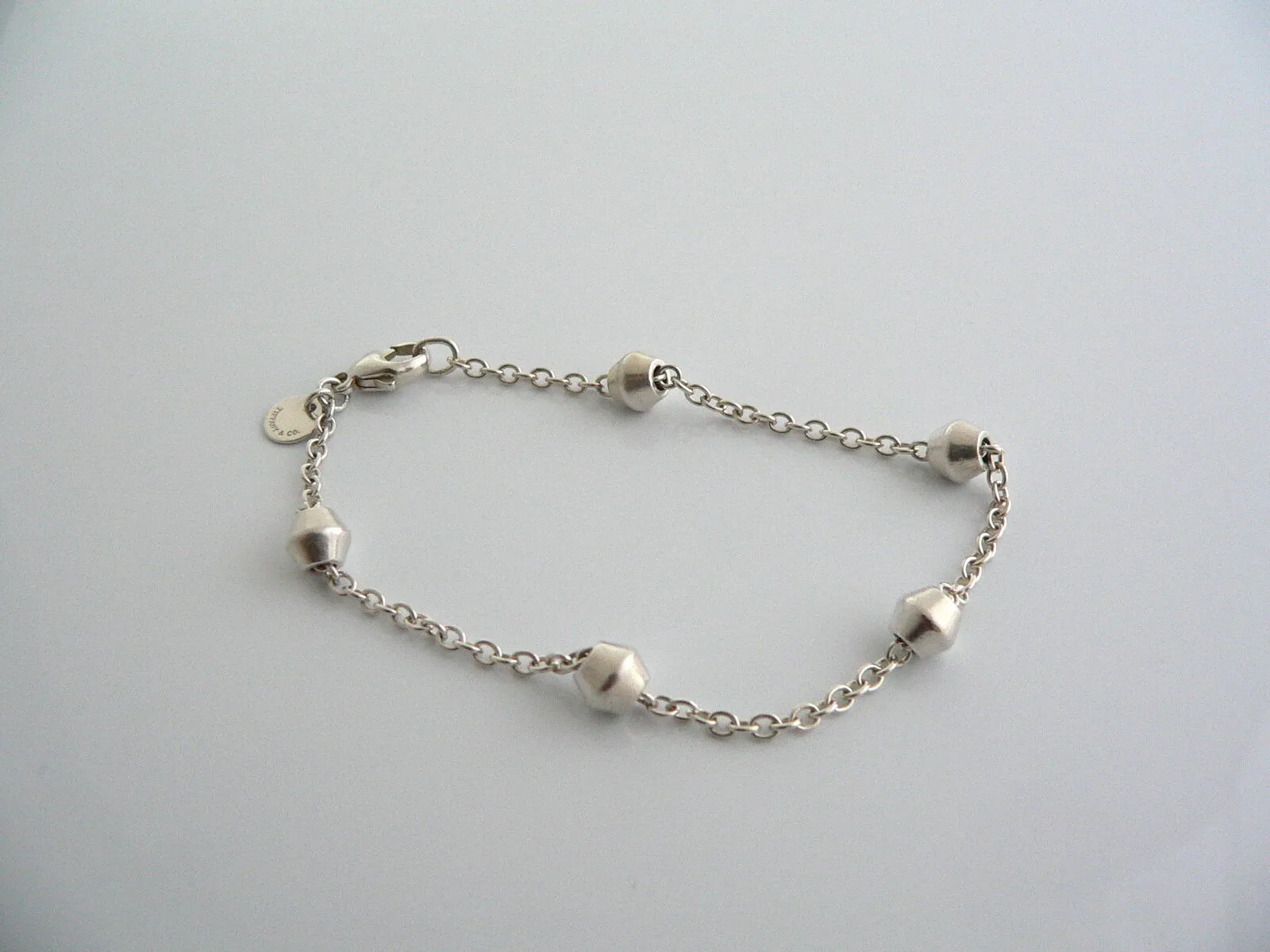 Tiffany & Co Silver Barrel Bead by  the Yard Bracelet Bangle Rare Gift Love