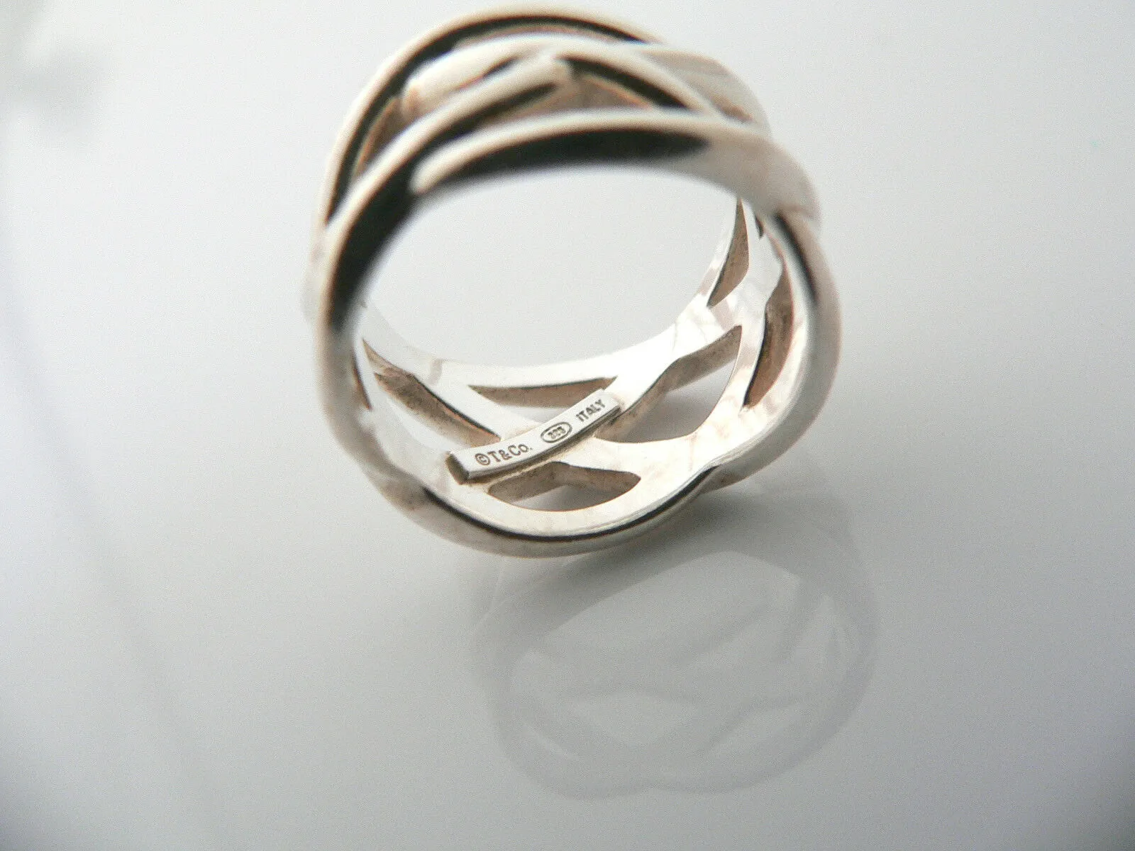 Tiffany & Co Silver Braided Knot Ring Wide Band Sz 6.25 Gift Love Statement