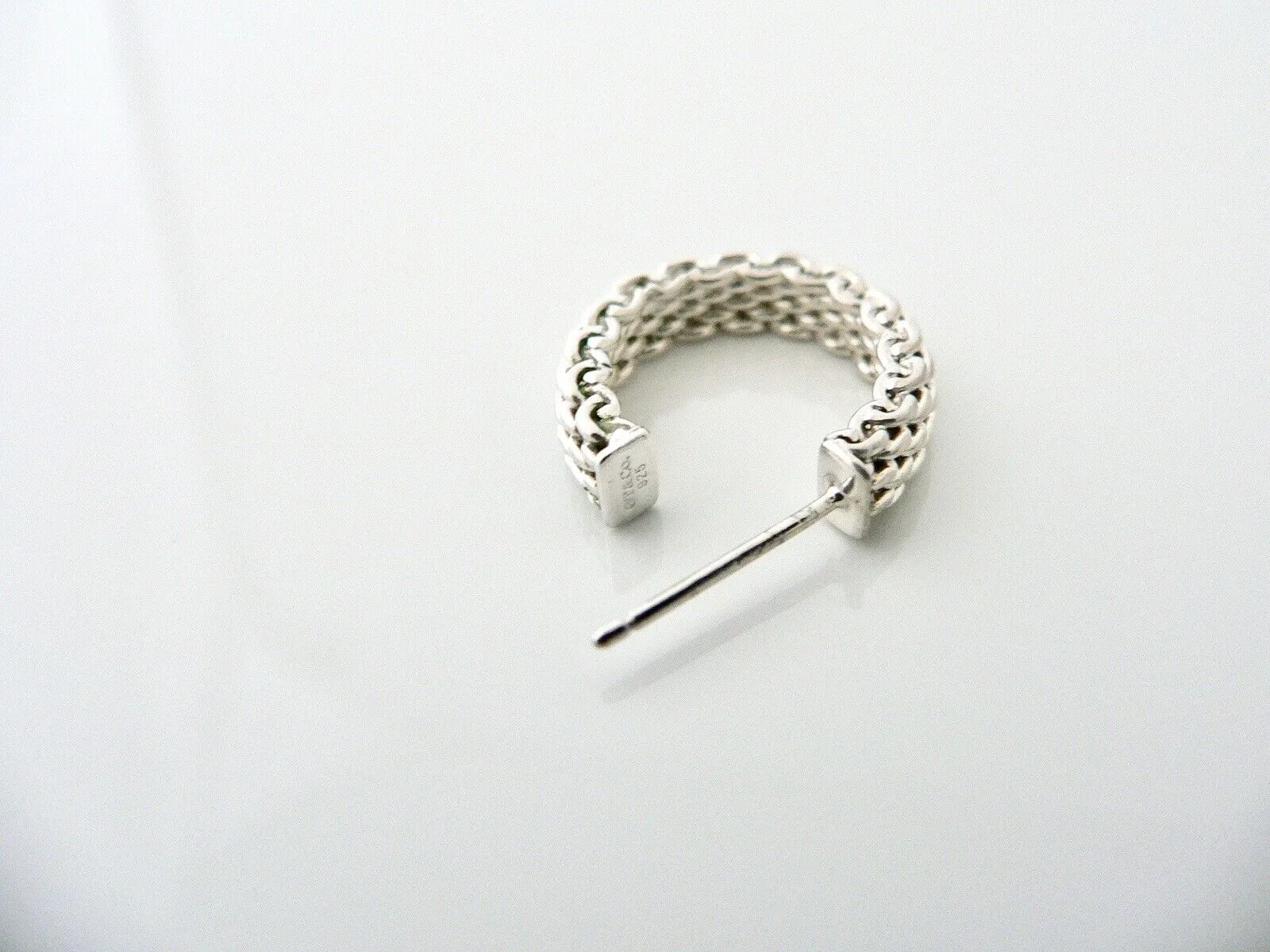 Tiffany & Co Silver Narrow Somerset Mesh Hoops Earrings Studs Rare Gift Love