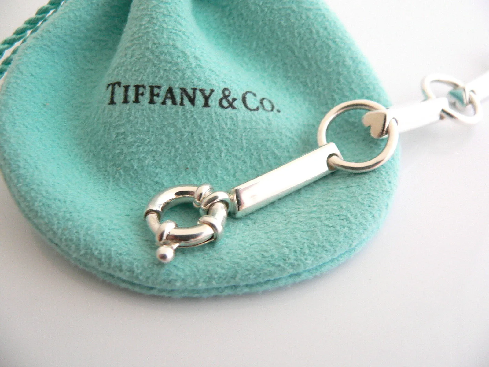 Tiffany & Co Silver Picasso Tenderness Heart Link Bracelet Bangle 7.75 Inch Gift