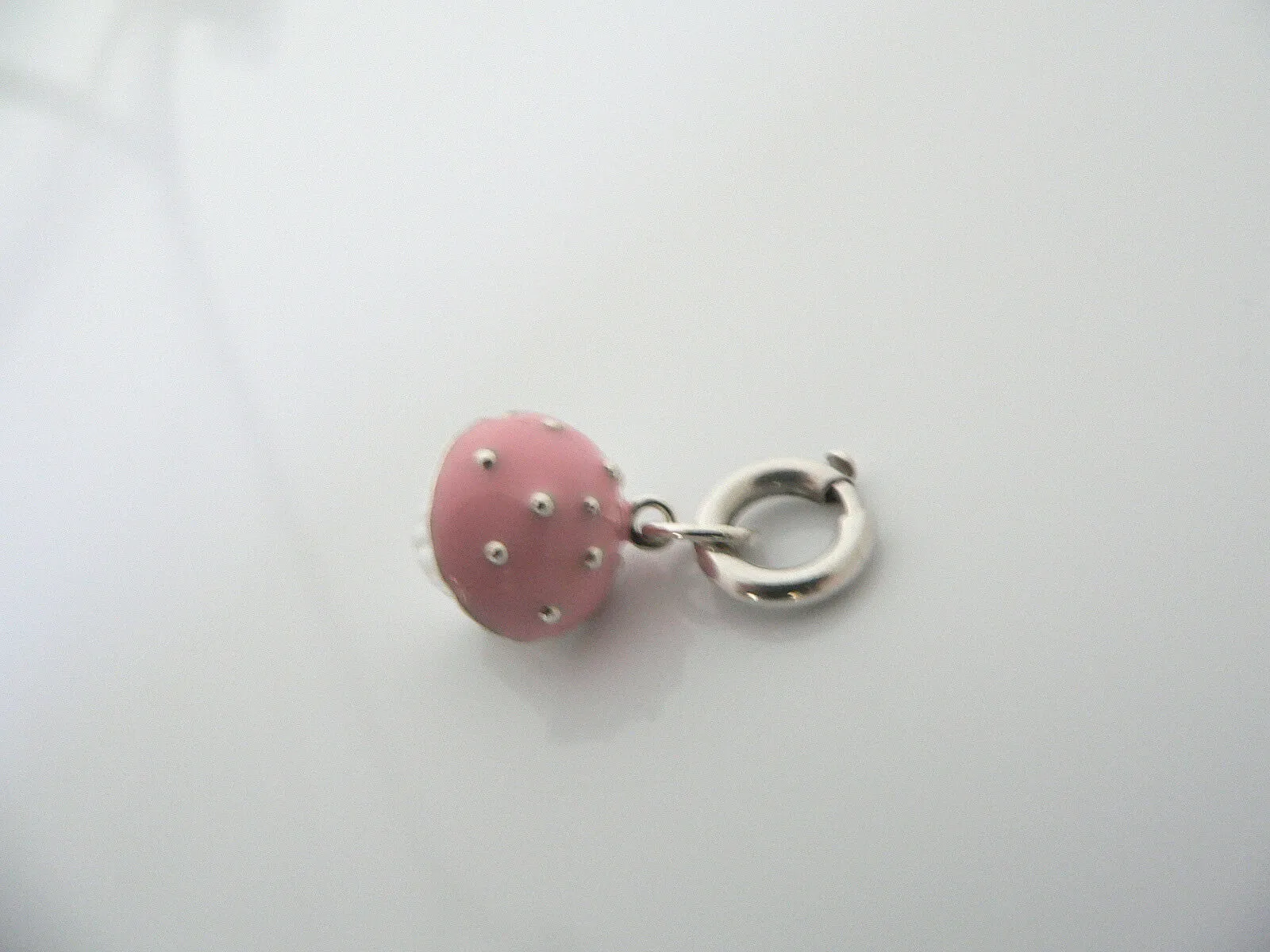 Tiffany & Co Silver Pink Enamel Cupcake Charm Pendant Clasp 4 Necklace Bracelet