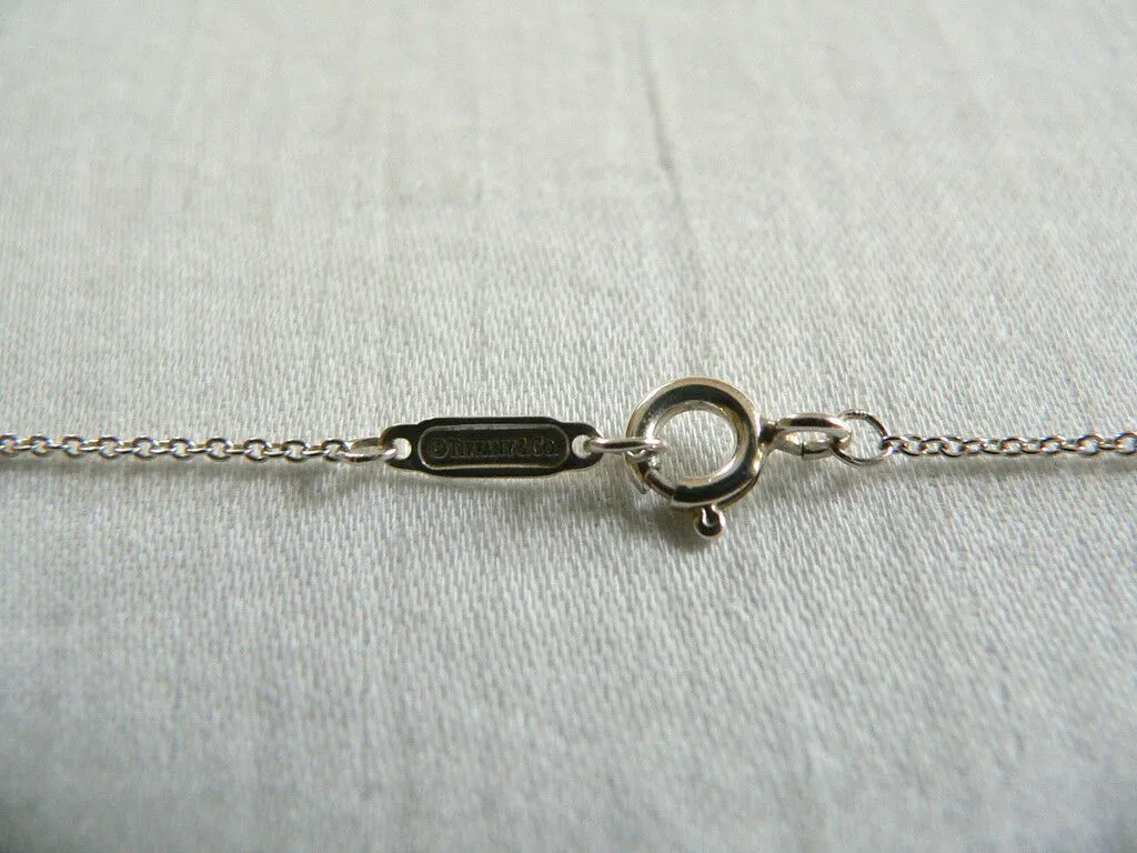 Tiffany Co Silver Diamond Heart Key Necklace Pendant Charm Chain Love Gift