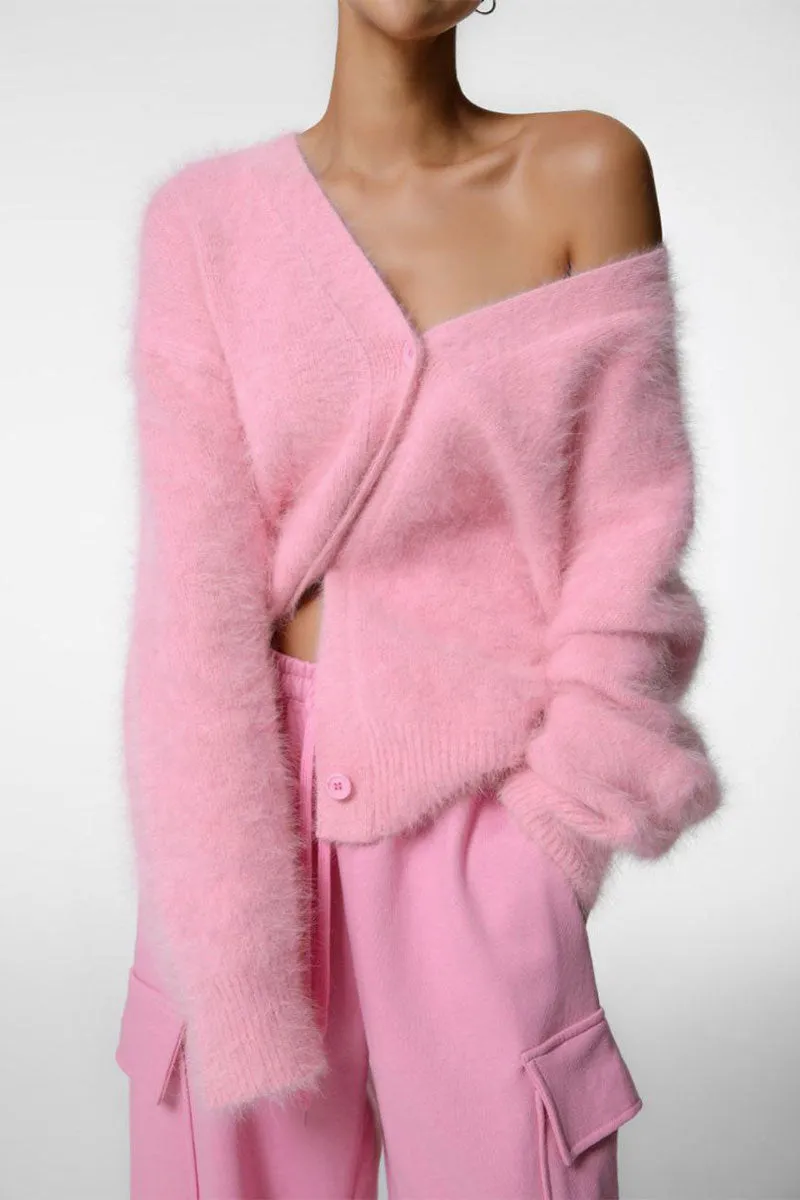 TJ625 Faux Fur Cardigan Top