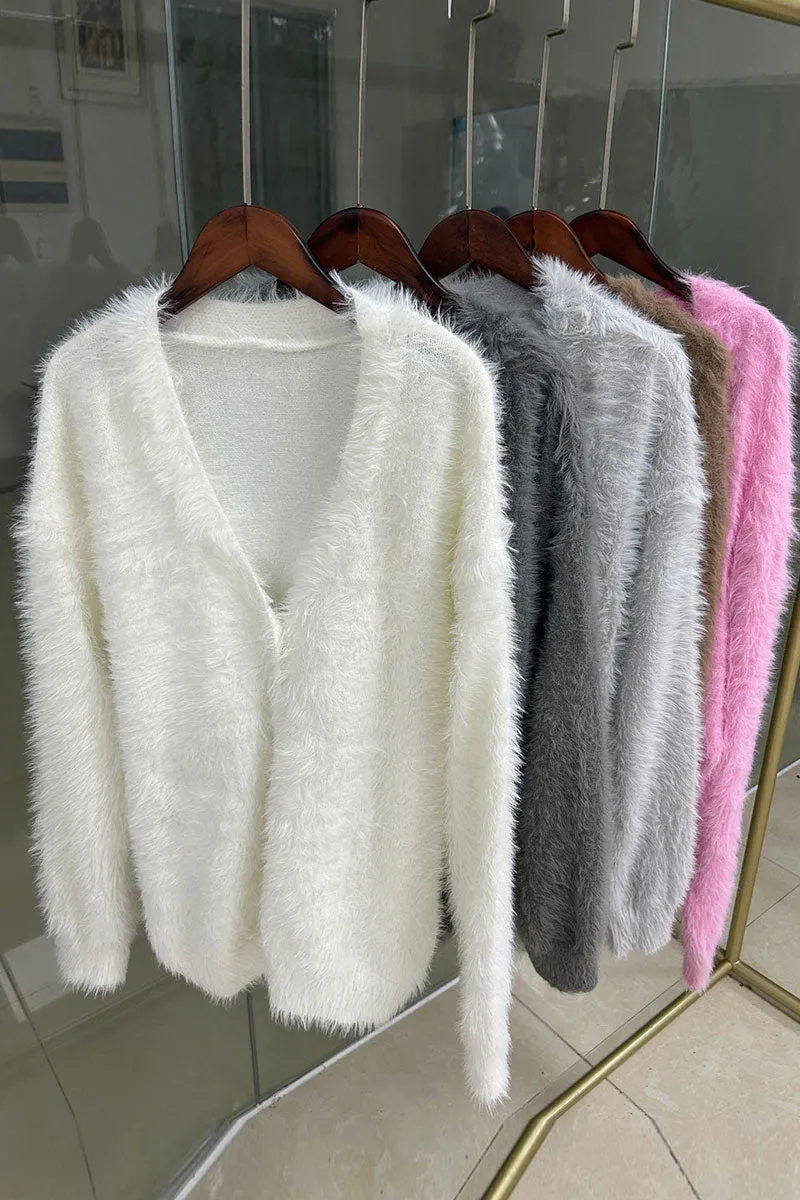 TJ625 Faux Fur Cardigan Top