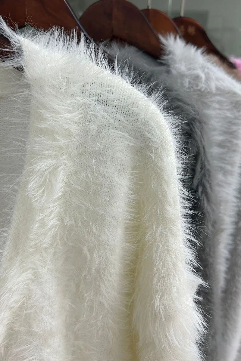 TJ625 Faux Fur Cardigan Top