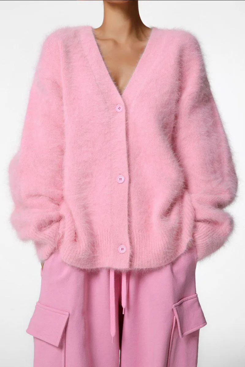 TJ625 Faux Fur Cardigan Top