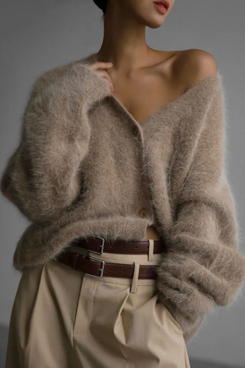 TJ625 Faux Fur Cardigan Top