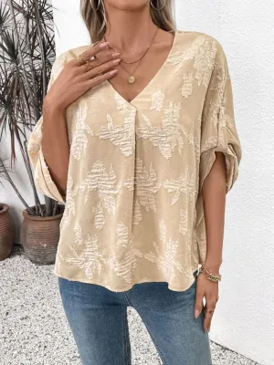 Tonal Print Half Sleeve Blouse